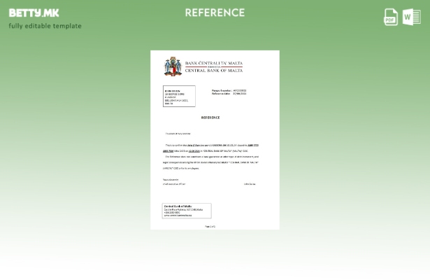 Референтен шаблон за затворање на Централната банка на Малта во модерен стил