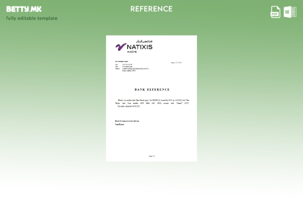 Референтен шаблон за затворање на банка во модерен стил Алжир Natixis Algerie