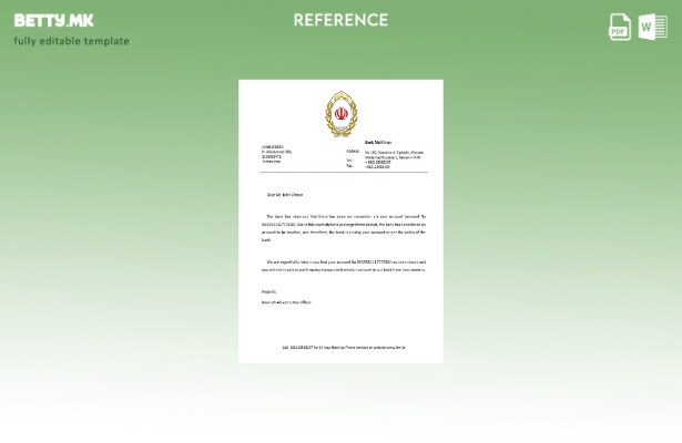 Референтен шаблон за затворање на банката Иран Мели во модерен стил