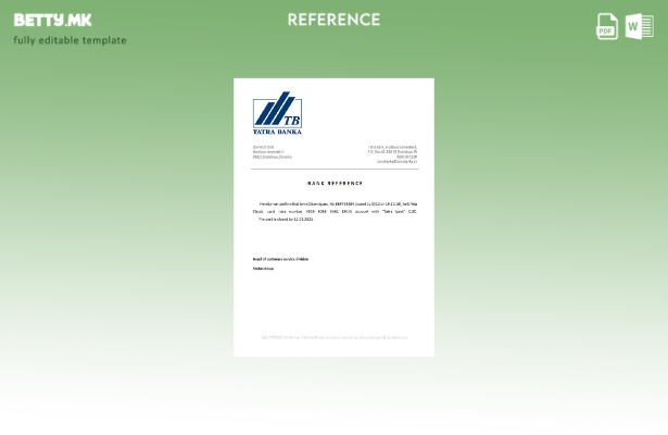 Референтен шаблон за затворање на банката Татра во модерен стил