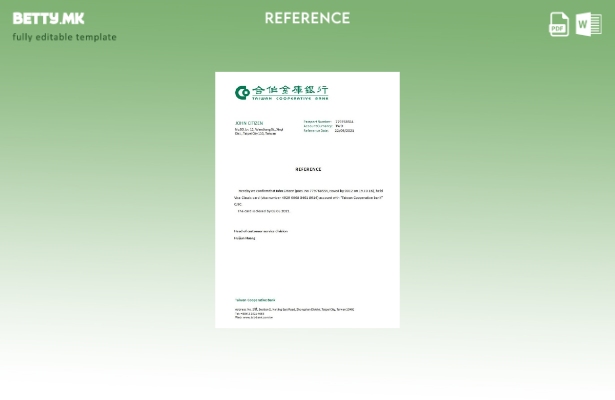 Референтен шаблон за затворање на кооперативна банка на Тајван во модерен стил