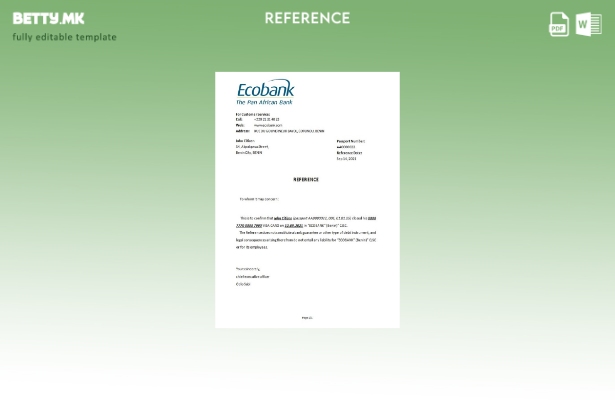 Референтен шаблон за затворање на Benin Ecobank во модерен стил