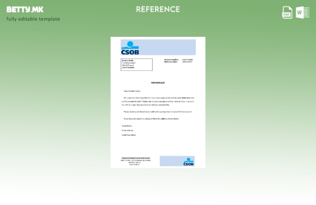 Референтен шаблон за затворање CSOB во модерен стил Чешка Република