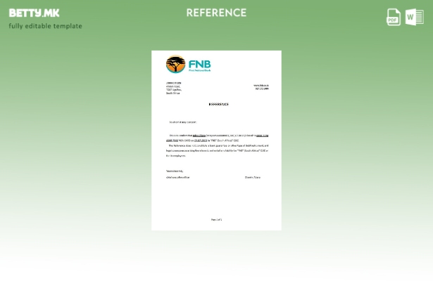 Референтен шаблон за затворање FNB во модерен стил на Јужна Африка