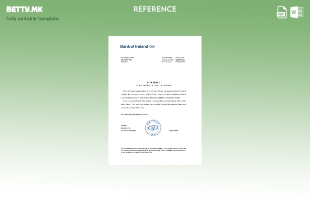 Референтен шаблон за модерен стил Ирска банка на Ирска