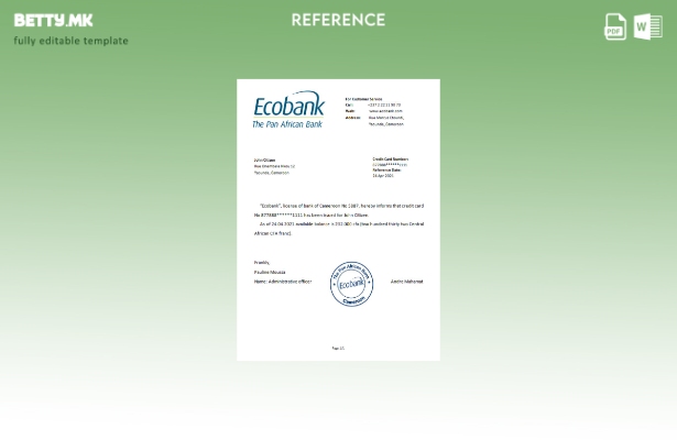 Референтен шаблон за модерен стил Камерун Ecobank