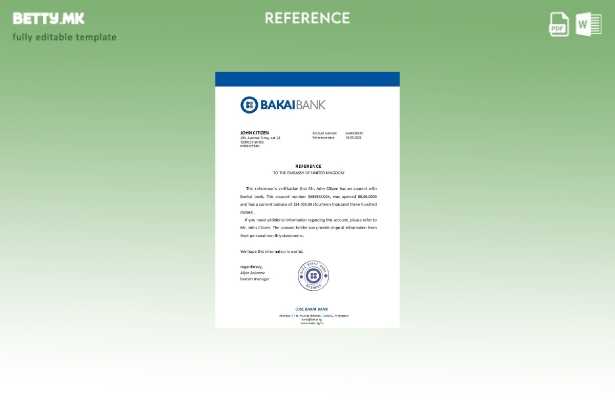 Референтен шаблон за модерен стил Киргистан OJSC Bakai Bank