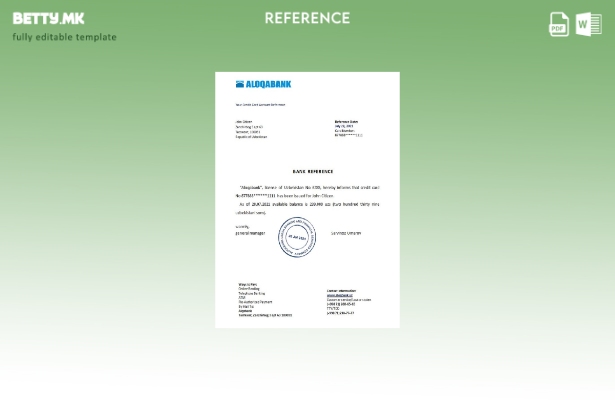 Референтен шаблон за модерен стил Узбекистан Aloqabank