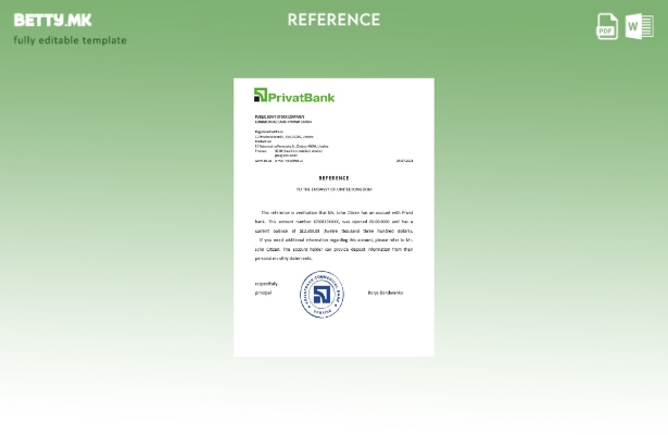 Референтен шаблон за модерен стил Украина Privatbank