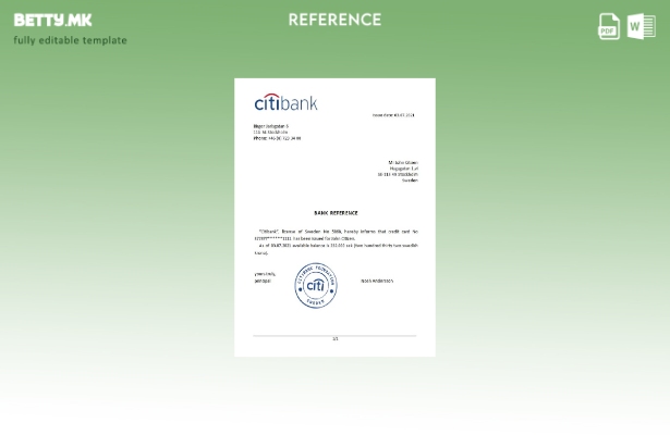 Референтен шаблон за модерен стил Шведска Ситибанк