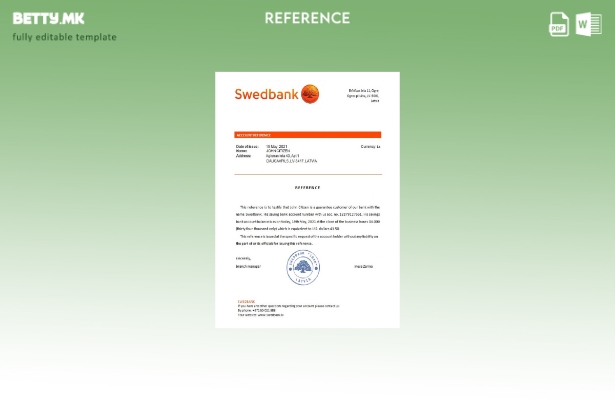 Референтен шаблон за модерен стил Latvia Swedbank