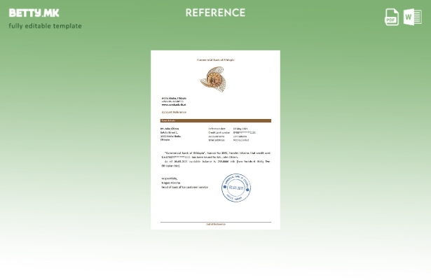 Референтен шаблон за трговска банка во Етиопија во модерен стил