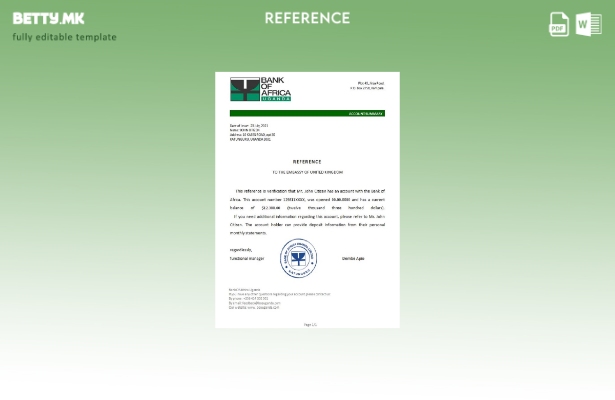 Референтен шаблон на Банката на Африка во модерен стил