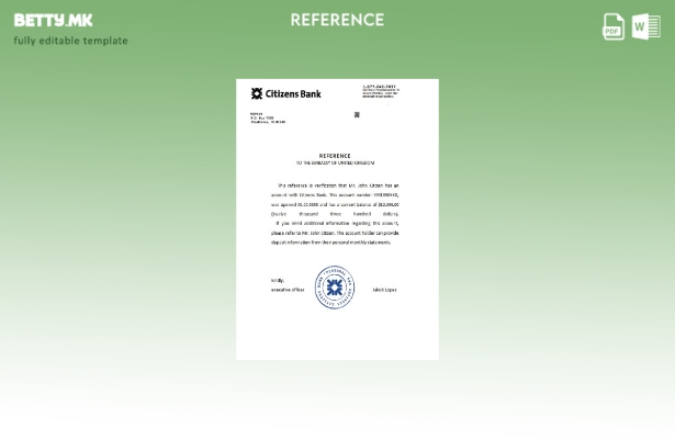 Референтен шаблон на американската Граѓанска банка во модерен стил