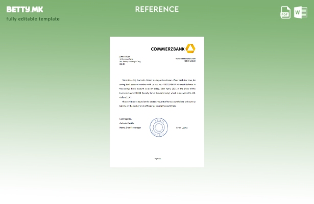 модерен стил референтен шаблон Белизе Комерцбанк