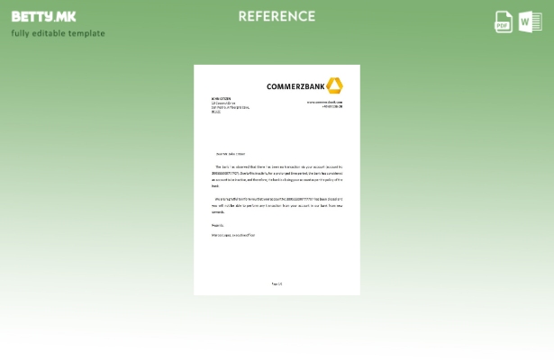модерен стил референтен шаблон за затворање на Белизе Комерцбанк