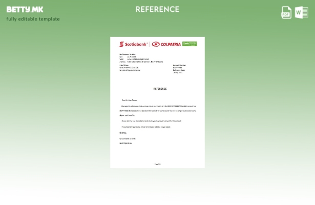 референтен шаблон за затворање модерен стил Колумбија Скотиабанк Колпатрија