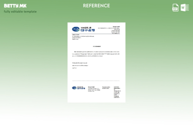 референтен шаблон за затворање на банката DGB на Јужна Кореја во модерен стил