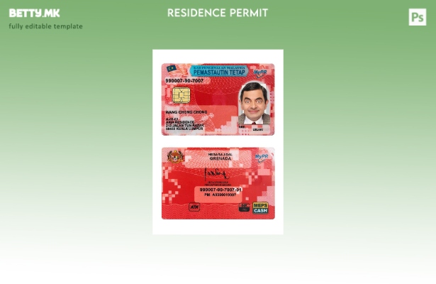Модерен стил Шаблон за картички за постојан жител на Малезија