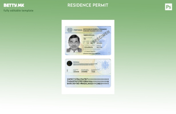 Модерен стил Шаблон за сертификат за постојан престој во Португалија