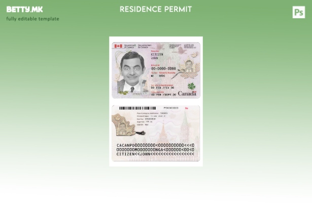 Модерен стил на шаблон за верзија на картичка за постојан жител на Канада