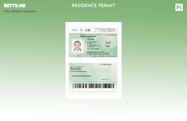 Шаблон за зелена карта на Мексико (дозвола за престој) во модерен стил