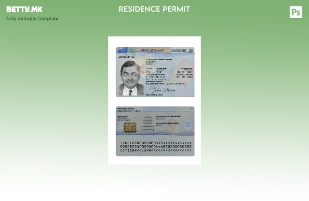 Шаблон за картичка за дозвола за престој во модерен стил во Белгија