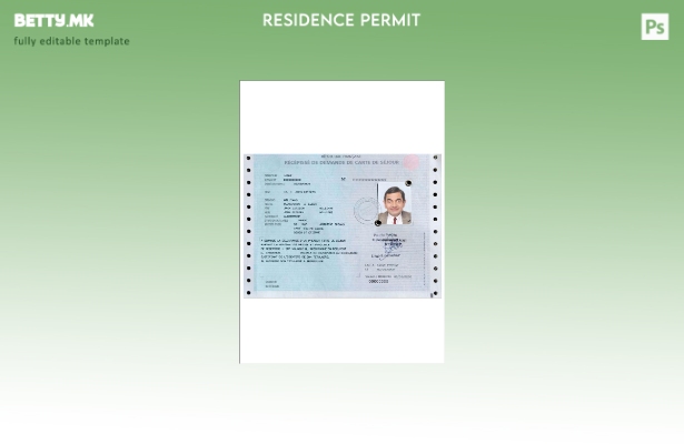 Шаблон за француска дозвола за престој во модерен стил (carte de séjour).