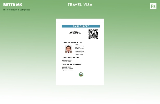Модерен стил Џибути и шаблон за виза