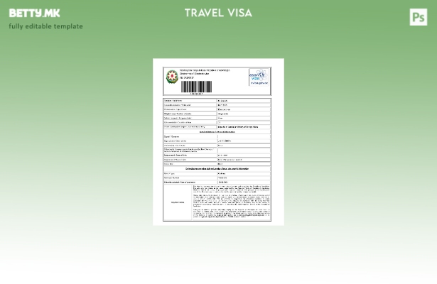 Модерен стил Азербејџански шаблон за електронска виза во Word и Pdf формати, шаб