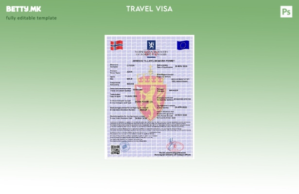 Модерен стил Норвешка работна дозвола, шаблон за виза