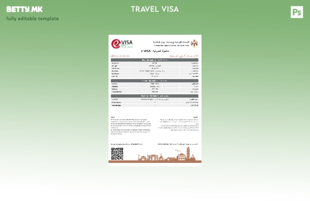 Модерен стил Шаблон за виза Џордан и во шаблон за формати Word и Pdf