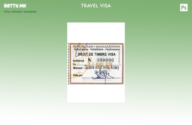 Модерен стил Шаблон за виза на Мадагаскар за печат