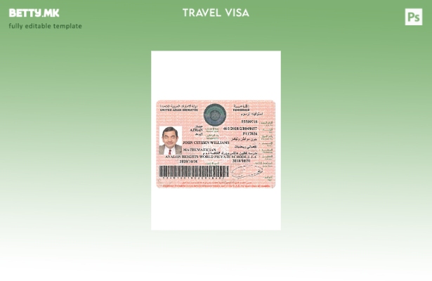 Модерен стил Шаблон за дозвола за престој во Обединетите Арапски Емирати