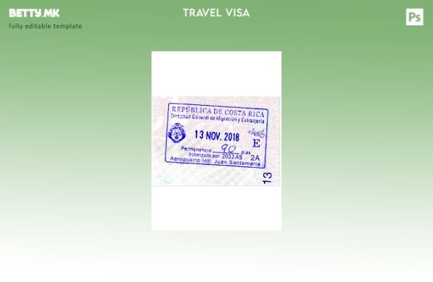 Модерен стил Шаблон за печат за виза на Костарика