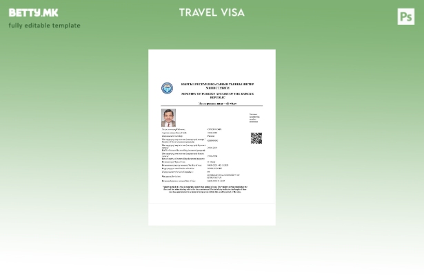 Модерен стил на Киргистански шаблон за електронска виза Psd