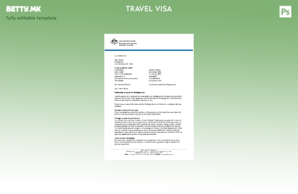 Модерен стил шаблон за Австралија и виза во шаблон за формати Word и Pdf