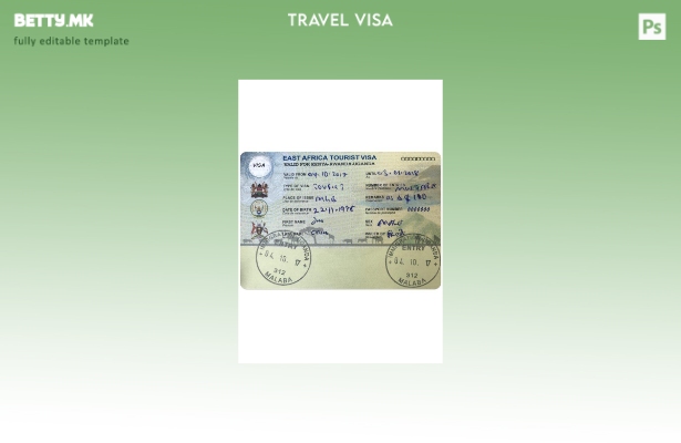 Модерен стил шаблон за виза Кенија, Руанда, Уганда