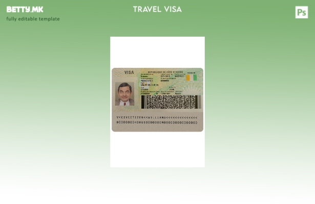 Модерен стил шаблон за виза за Брегот на Слоновата Коска 1