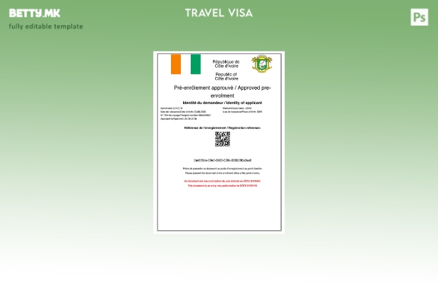 Модерен стил шаблон за виза за Брегот на Слоновата Коска