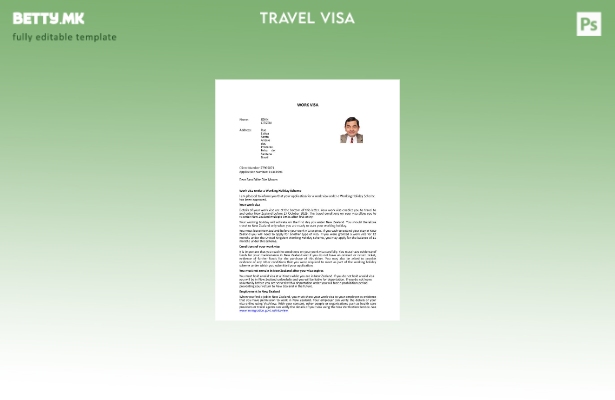 Модерен стил шаблон за виза за Нов Зеланд во шаблон за формати Word и Pdf