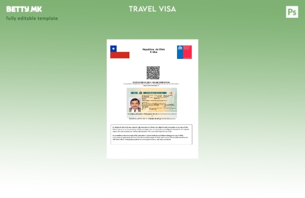 Модерен стил шаблон за виза на Чиле во шаблон за формати Word и Pdf