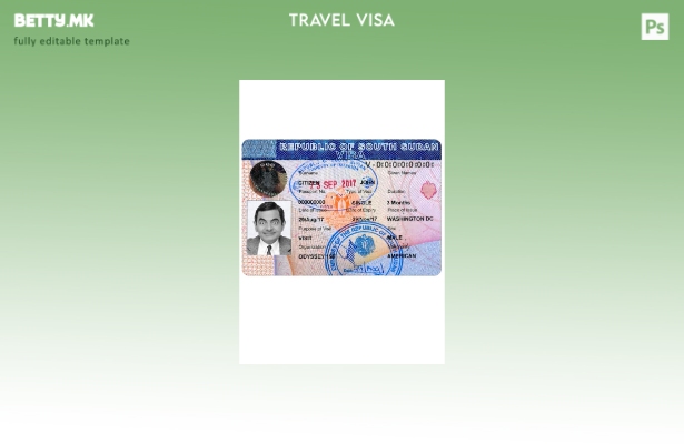 Модерен стил шаблон за патна виза во Јужен Судан