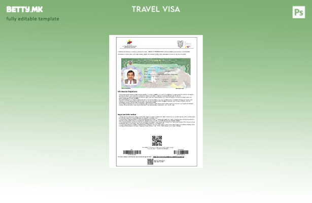 Модерен стил шаблон за патна виза за Еквадор во Word и Pdf формати, шаблон за ве