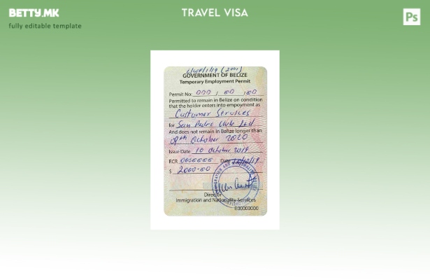 Модерен стил шаблон за работна виза во Белизе
