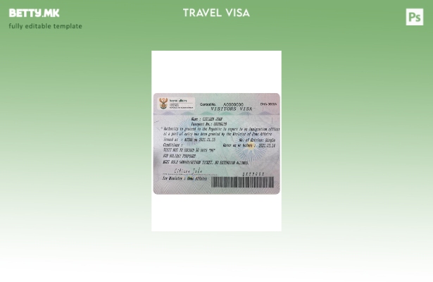 Модерен стилски шаблон за виза во Јужна Африка