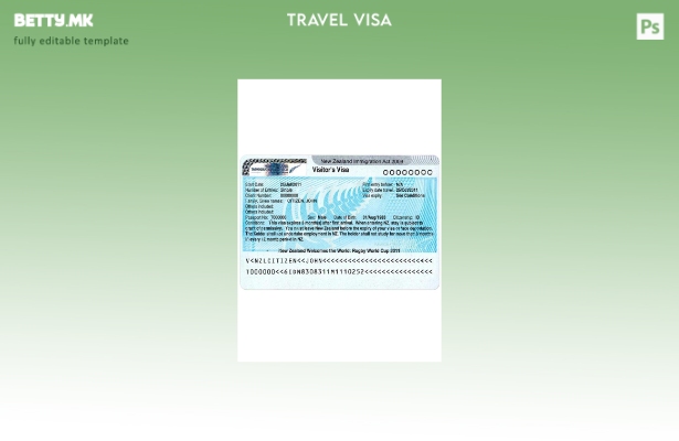 Модерен стилски шаблон за виза за Нов Зеланд