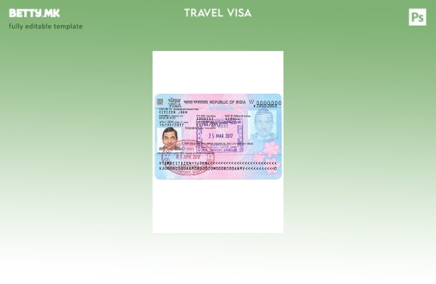 Шаблон за верзија на виза за патување во Индија во модерен стил