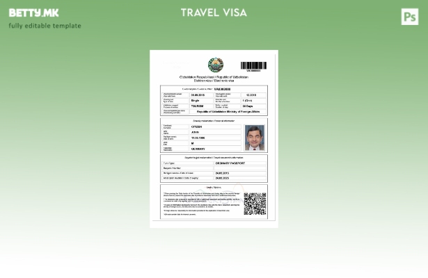 Шаблон за виза во модерен стил Узбекистан