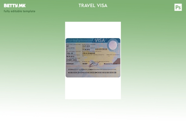Шаблон за виза во модерен стил на Казахстан